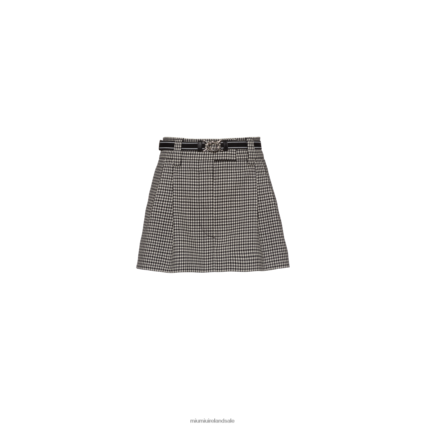 IE Miu MiuReady To Wear Houndstooth Check Miniskirt Black XJN62J913