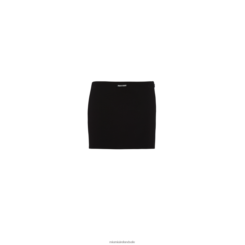 IE Miu MiuReady To Wear Jersey Miniskirt With Logo Black XJN62J903