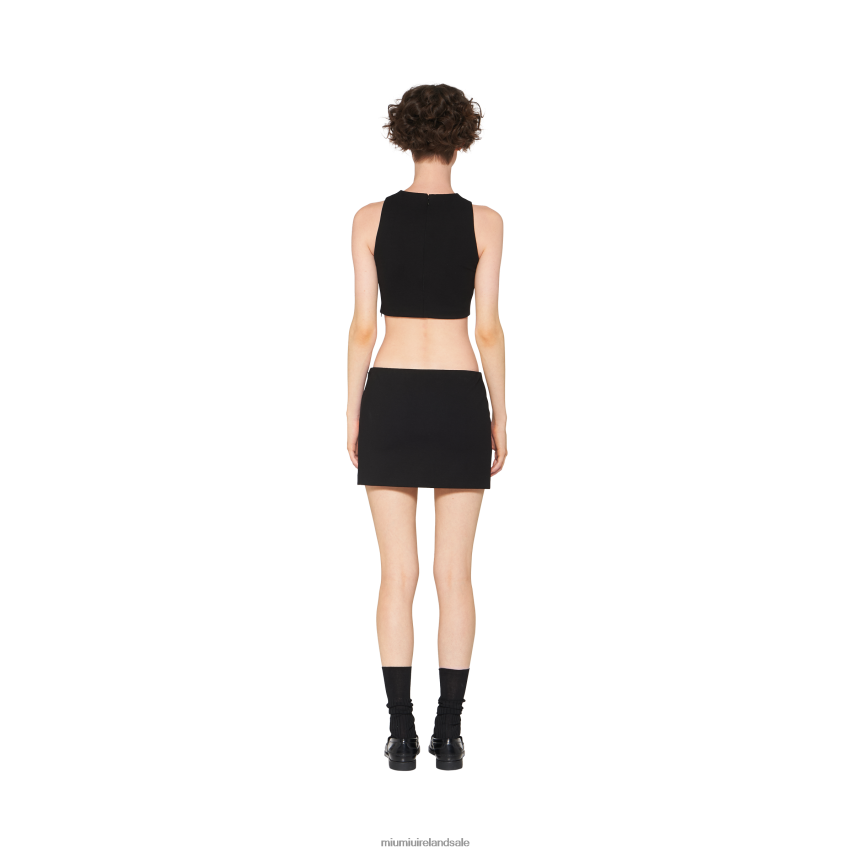 IE Miu MiuReady To Wear Jersey Miniskirt With Logo Black XJN62J903