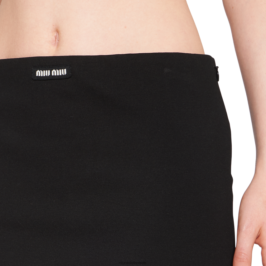 IE Miu MiuReady To Wear Jersey Miniskirt With Logo Black XJN62J903