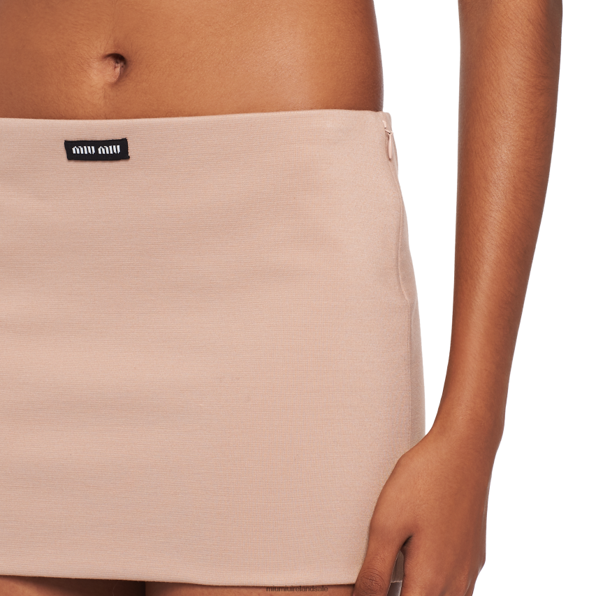 IE Miu MiuReady To Wear Jersey Miniskirt With Logo Powder Pink XJN62J904