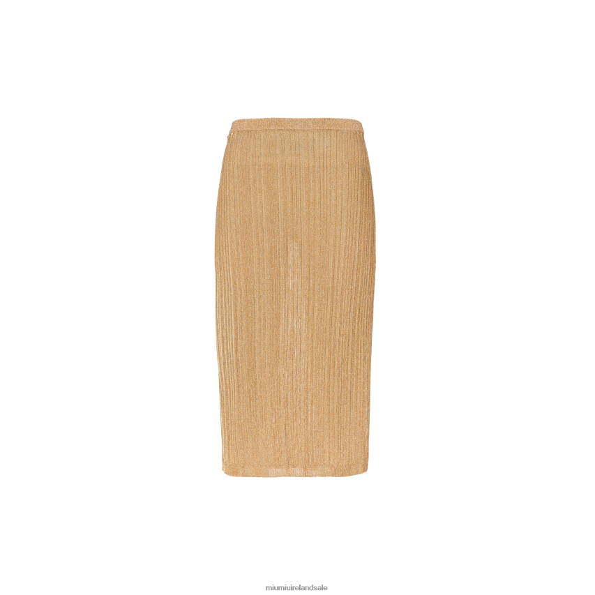 IE Miu MiuReady To Wear Lame Skirt Gold XJN62J819