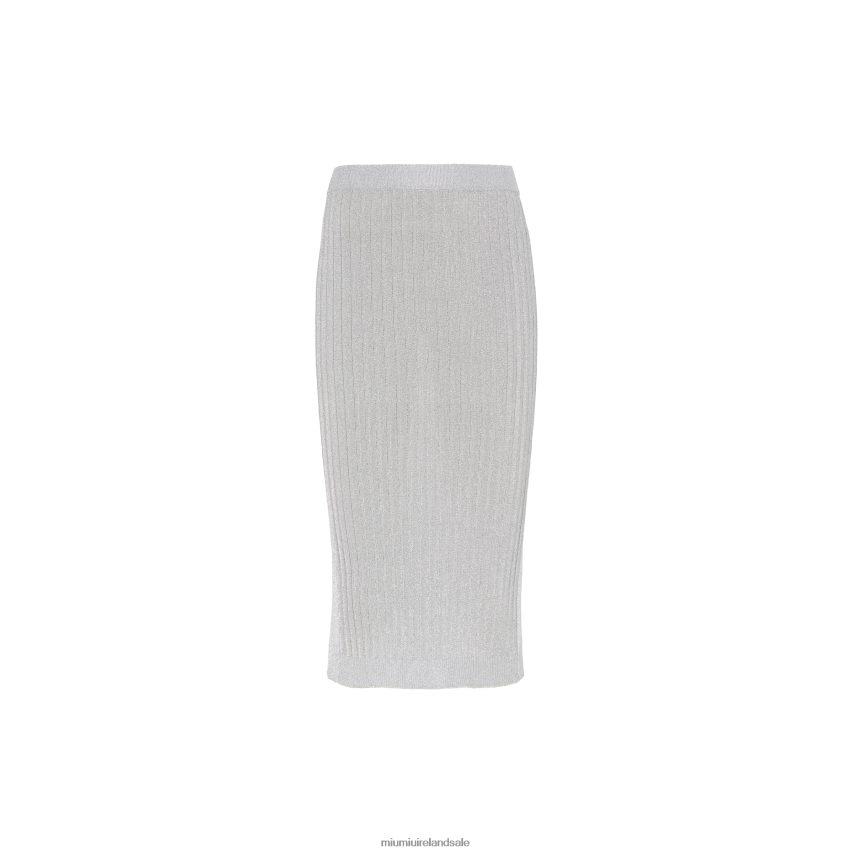 IE Miu MiuReady To Wear Lame Skirt Silver XJN62J787