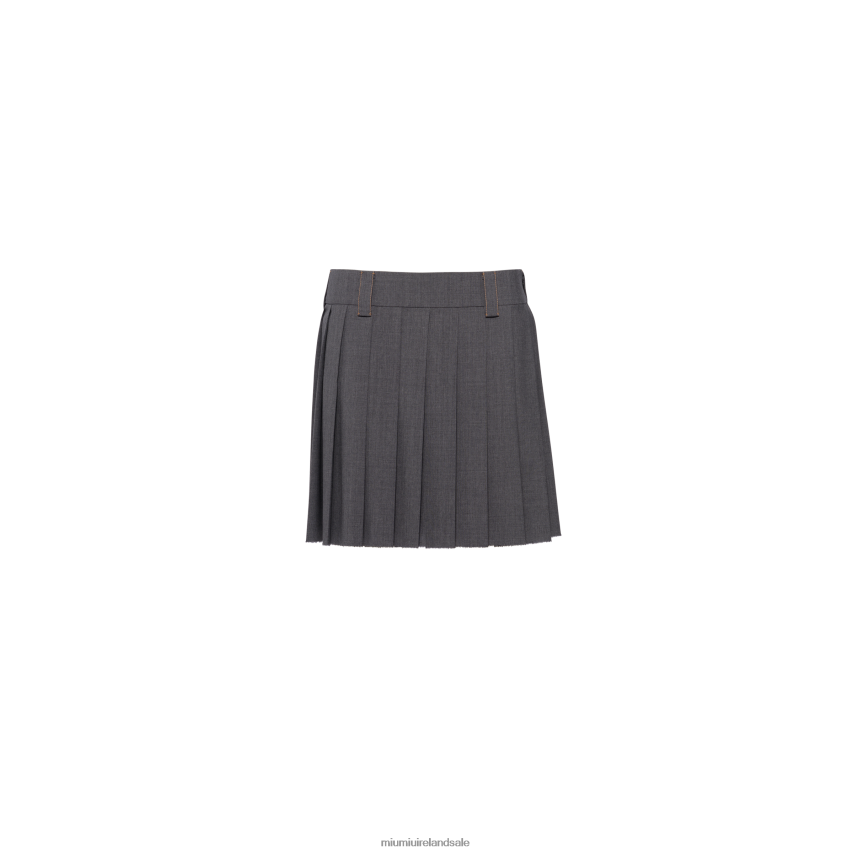 IE Miu MiuReady To Wear Light Wool Miniskirt Slate Gray XJN62J861