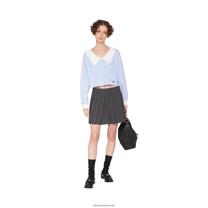 IE Miu MiuReady To Wear Light Wool Miniskirt Slate Gray XJN62J861