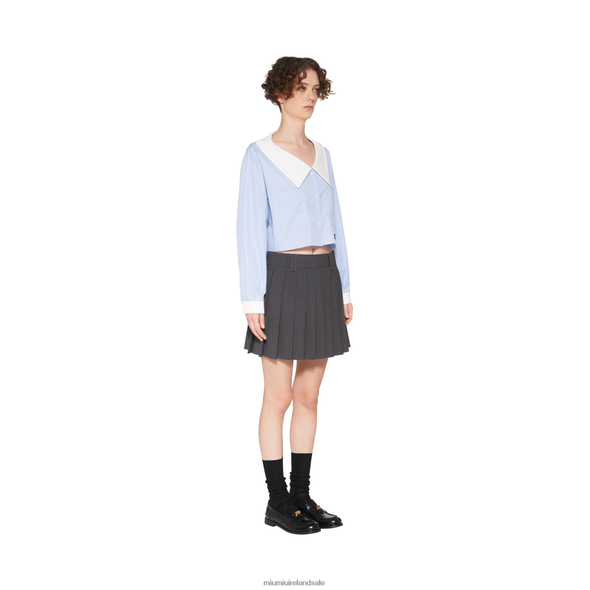 IE Miu MiuReady To Wear Light Wool Miniskirt Slate Gray XJN62J861