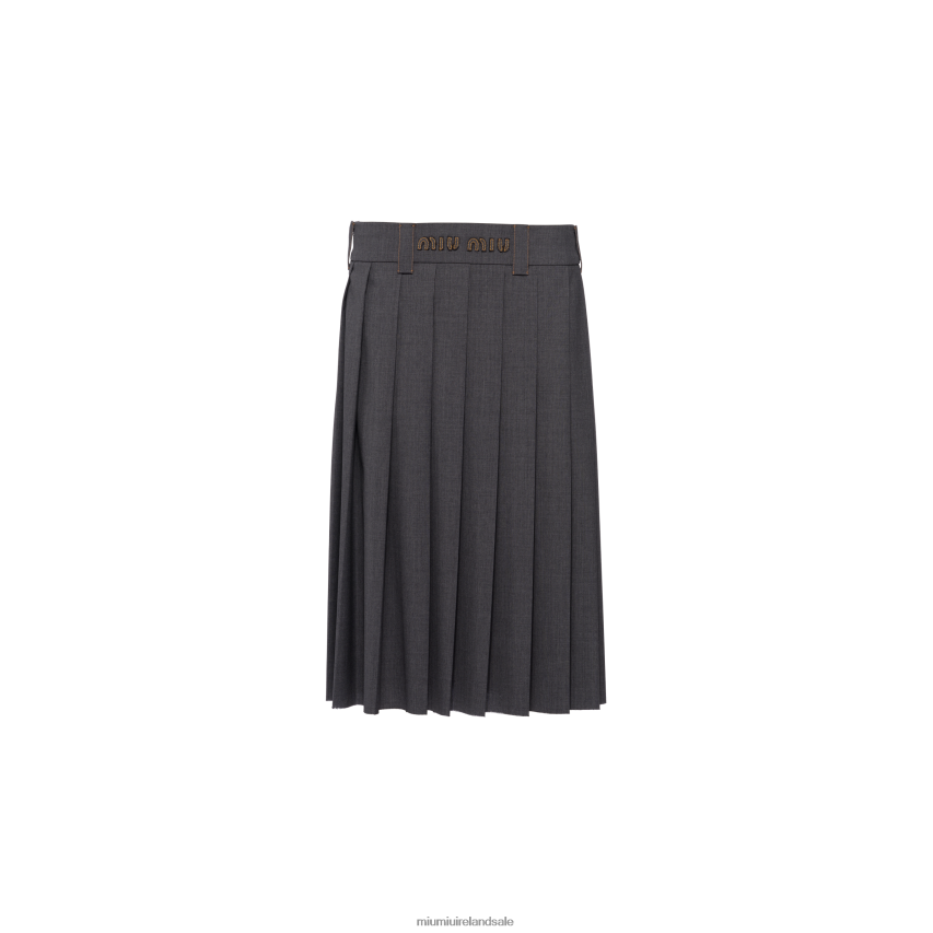 IE Miu MiuReady To Wear Light Wool Skirt Slate Gray XJN62J854