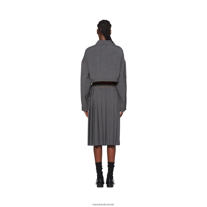 IE Miu MiuReady To Wear Light Wool Skirt Slate Gray XJN62J854