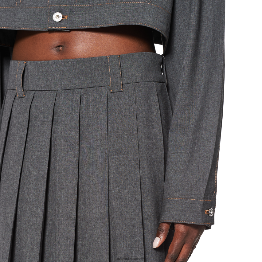 IE Miu MiuReady To Wear Light Wool Skirt Slate Gray XJN62J854