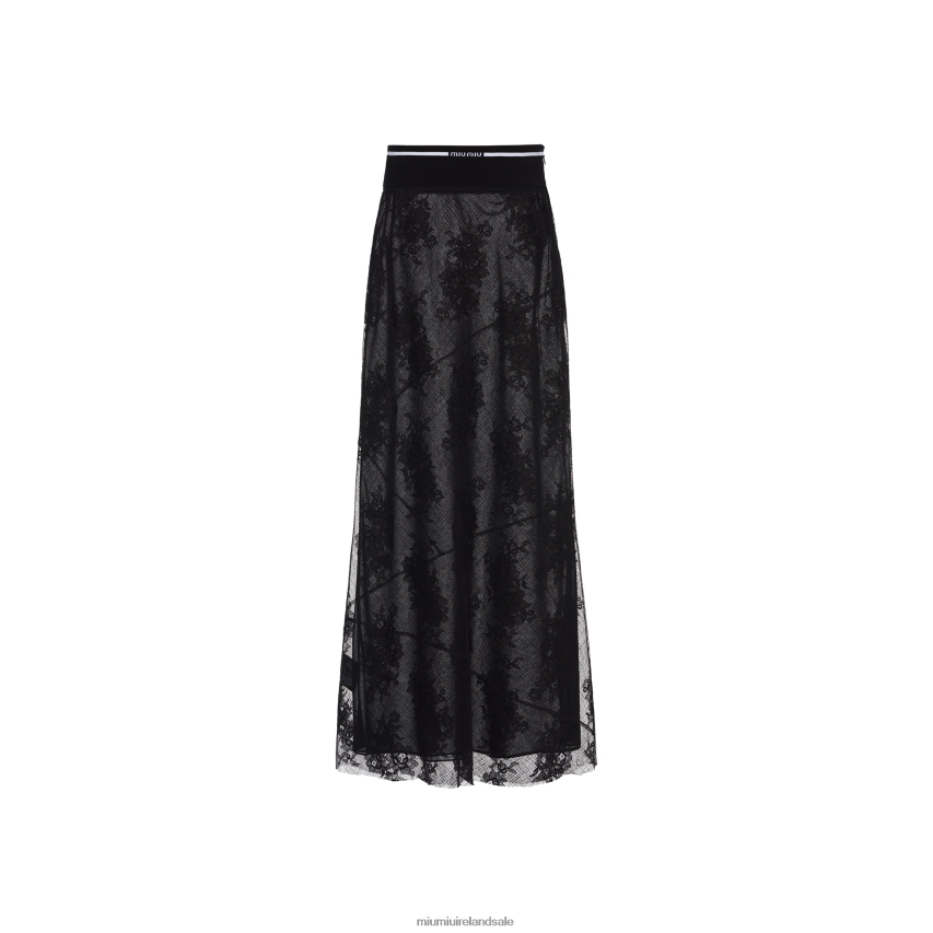 IE Miu MiuReady To Wear Long Lace Skirt Black XJN62J878