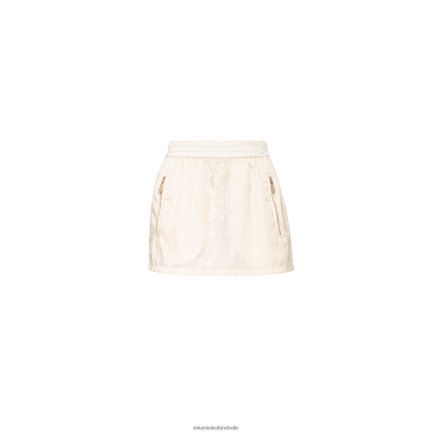 IE Miu MiuReady To Wear Nylon Miniskirt Ivory XJN62J842
