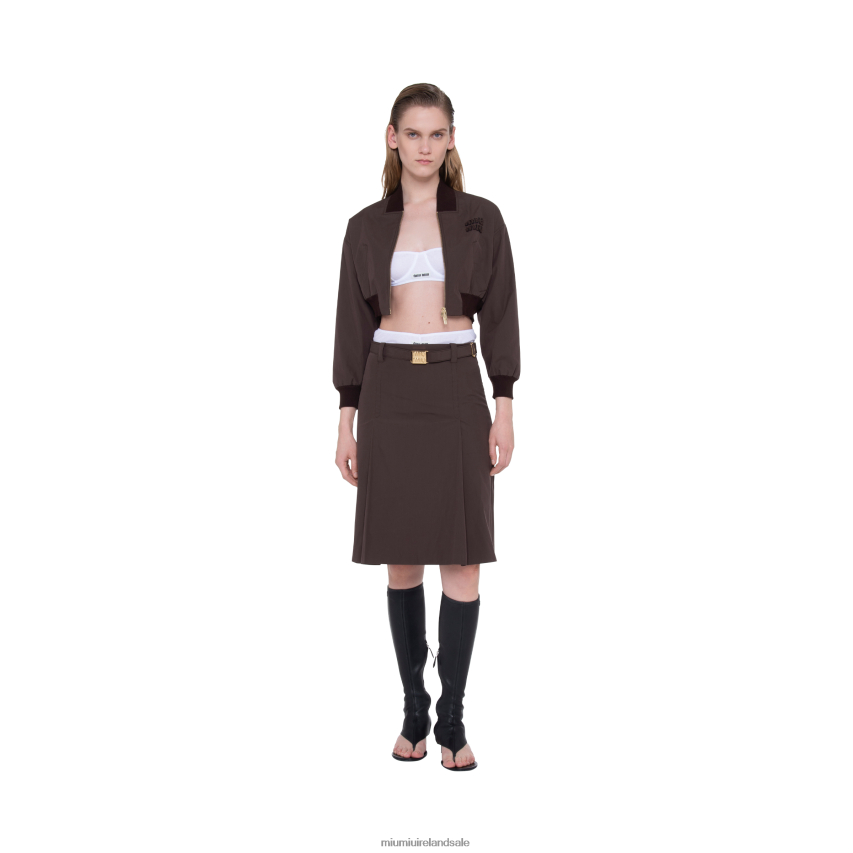 IE Miu MiuReady To Wear Panama Cotton Skirt Cocoa Brown XJN62J833