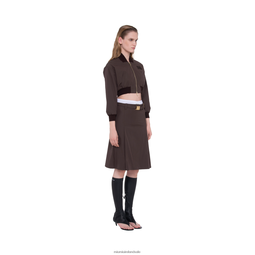 IE Miu MiuReady To Wear Panama Cotton Skirt Cocoa Brown XJN62J833