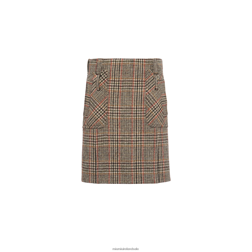 IE Miu MiuReady To Wear Plaid Skirt Rust XJN62J892