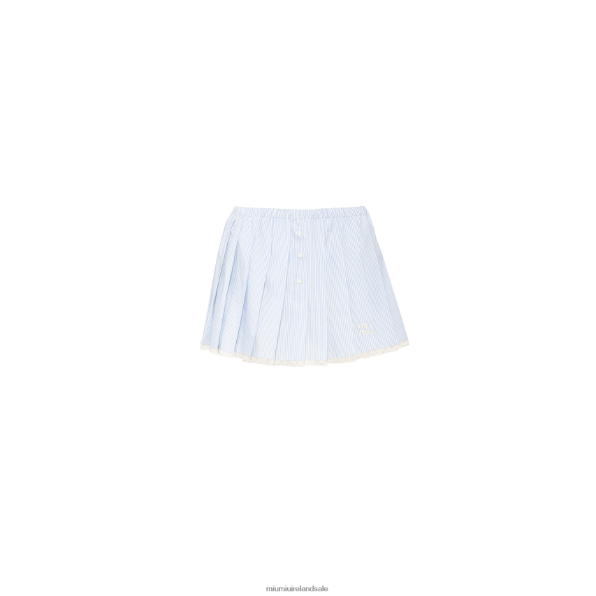 IE Miu MiuReady To Wear Poplin Miniskirt White/Light Blue XJN62J835
