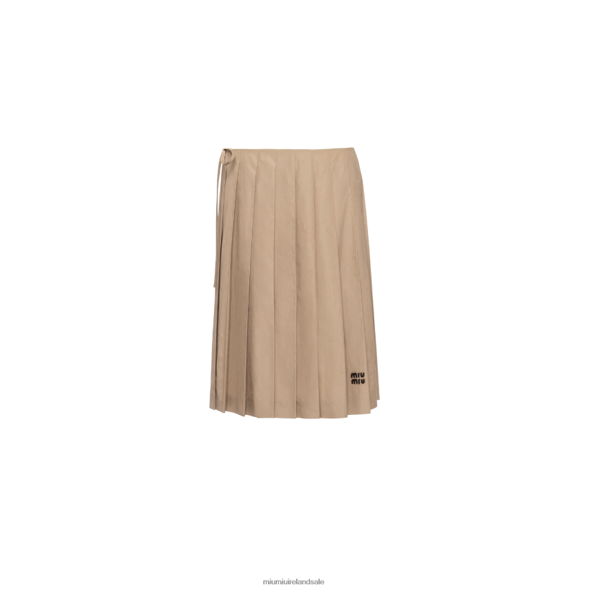IE Miu MiuReady To Wear Poplin Skirt Clay Grey XJN62J849