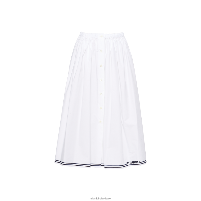 IE Miu MiuReady To Wear Poplin Skirt White XJN62J871