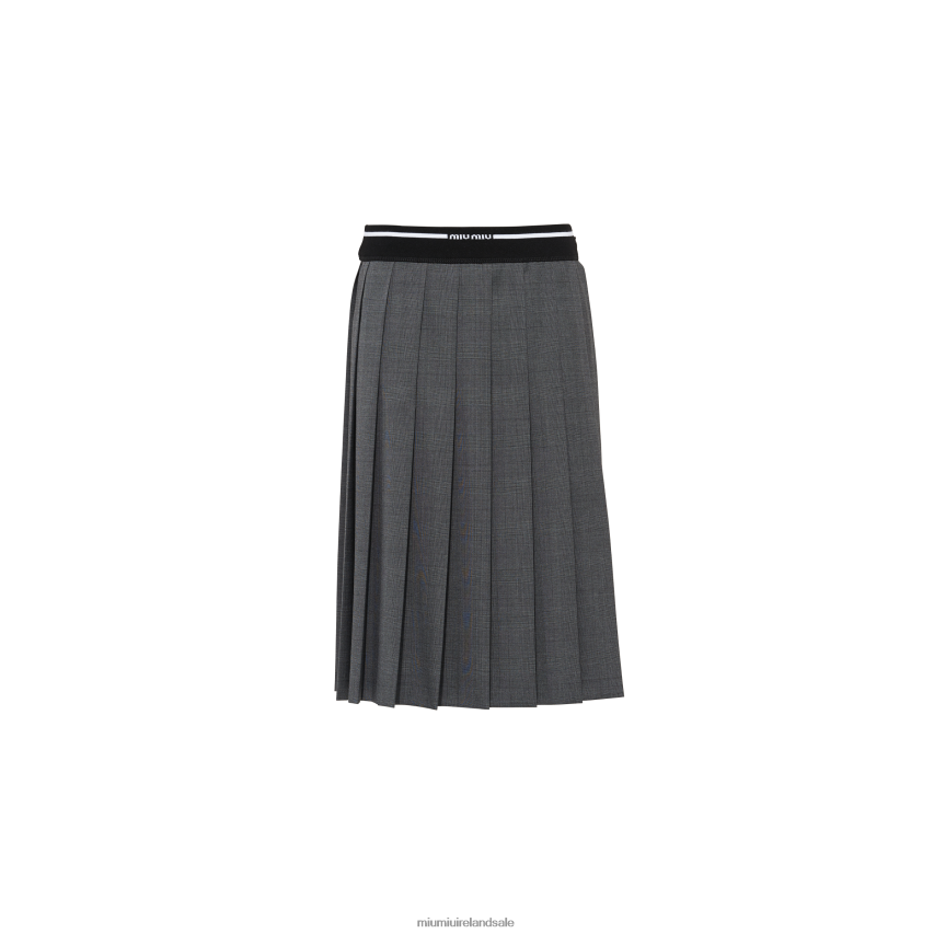 IE Miu MiuReady To Wear Prince Of Wales Check Skirt Slate Gray XJN62J889