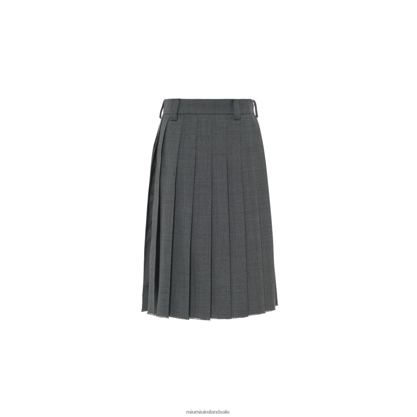IE Miu MiuReady To Wear Prince Of Wales Check Wool Skirt Slate Gray XJN62J930