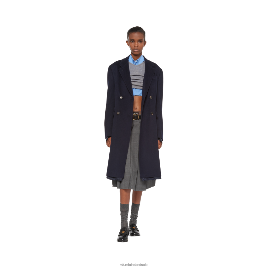 IE Miu MiuReady To Wear Prince Of Wales Check Wool Skirt Slate Gray XJN62J930