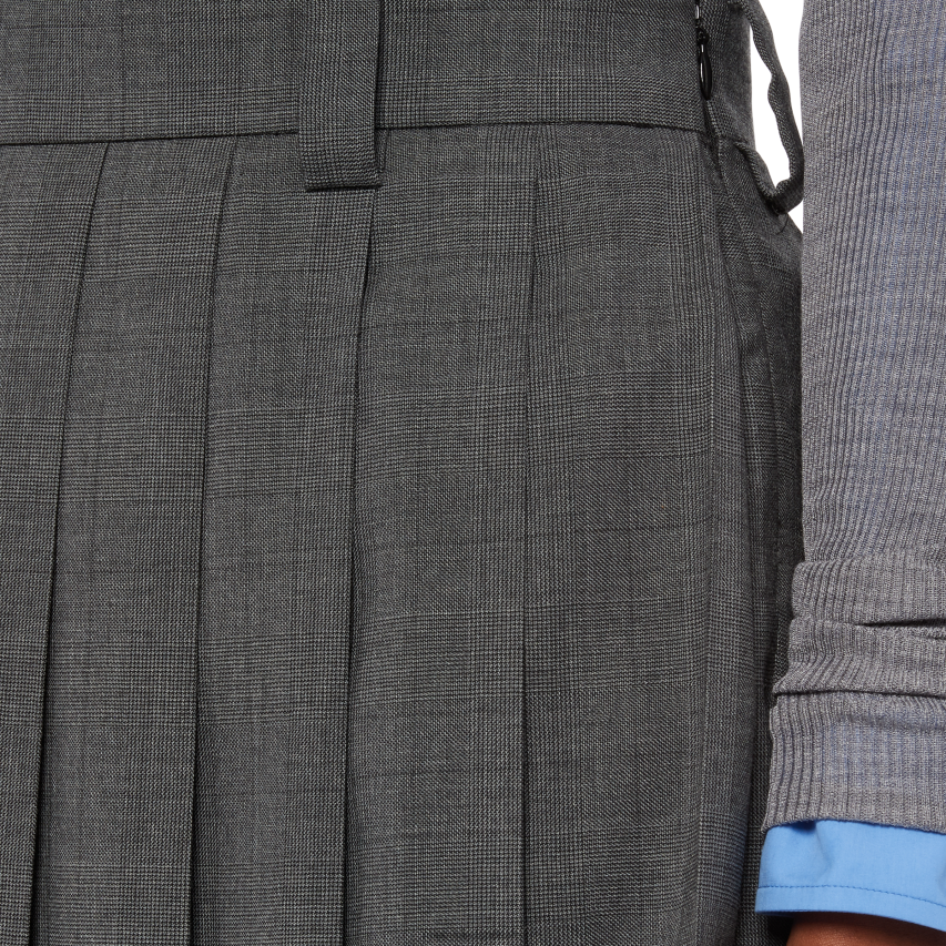 IE Miu MiuReady To Wear Prince Of Wales Check Wool Skirt Slate Gray XJN62J930