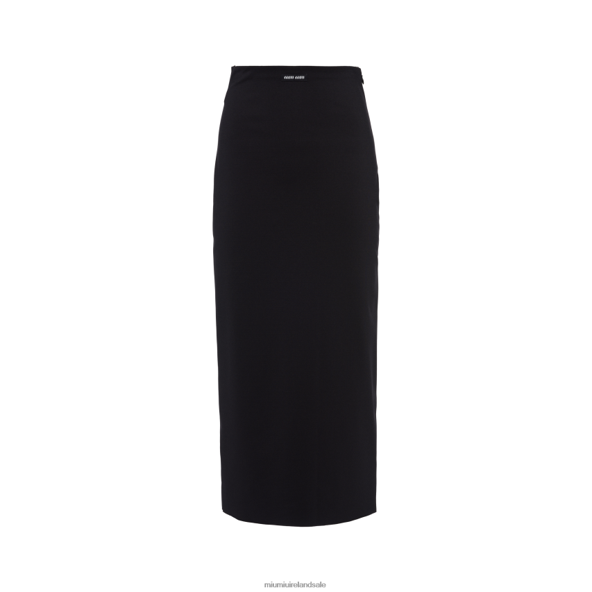 IE Miu MiuReady To Wear Stretch Jersey Skirt Black XJN62J874