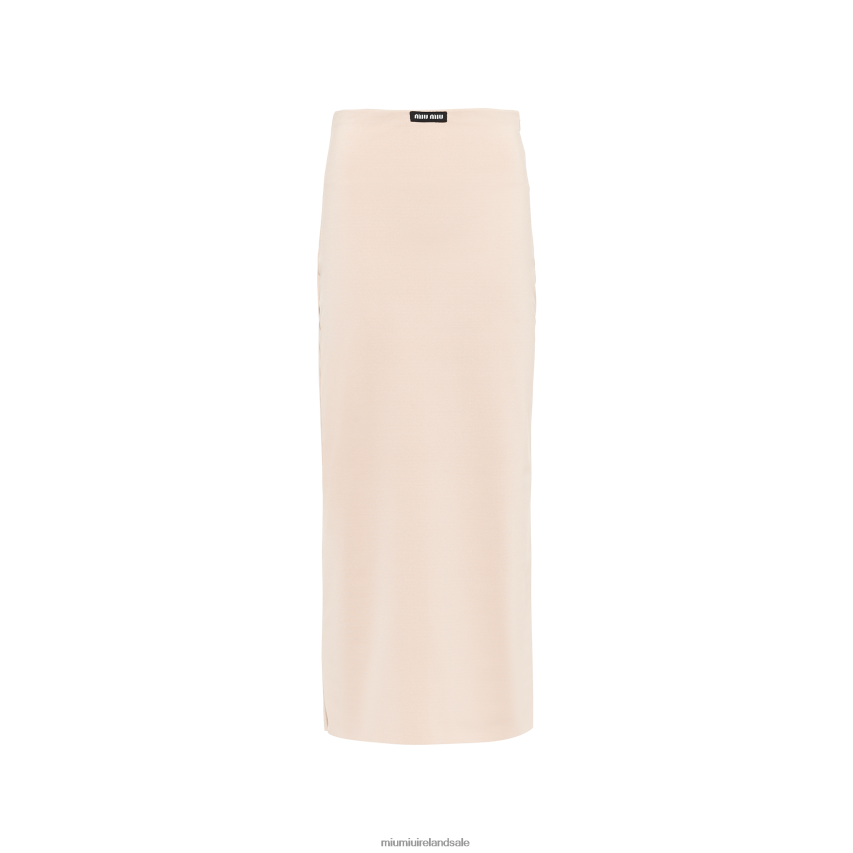 IE Miu MiuReady To Wear Stretch Jersey Skirt Cameo XJN62J875