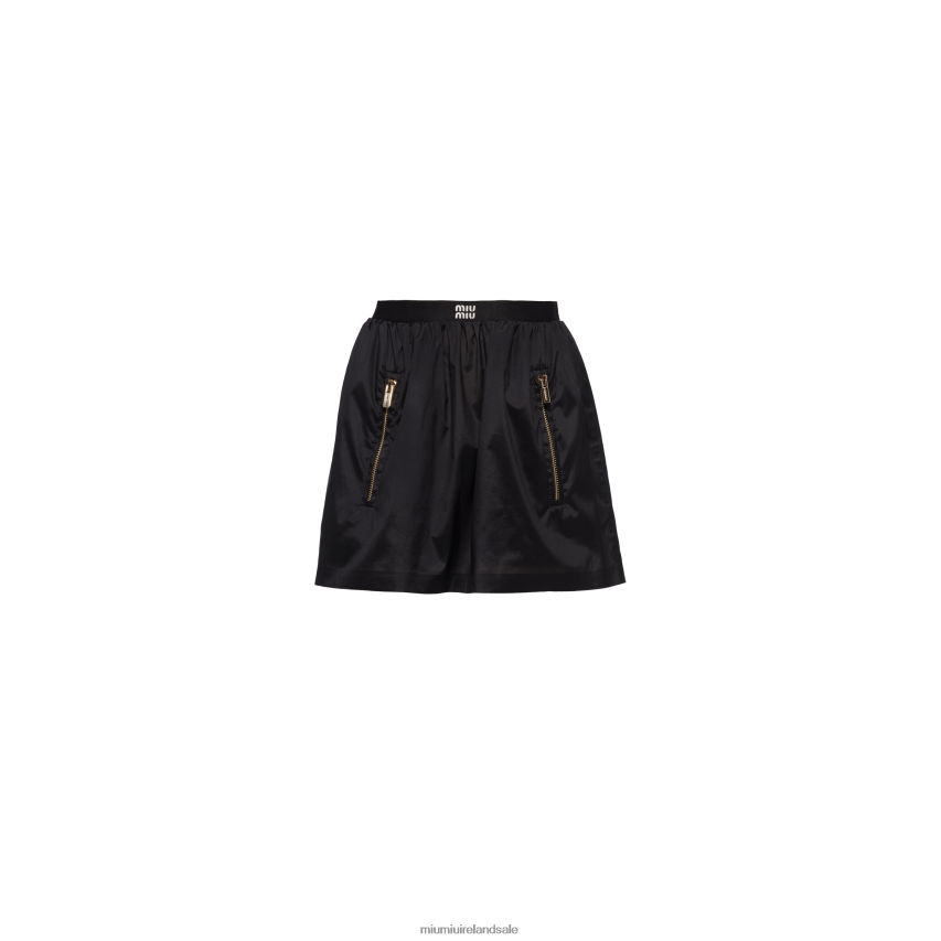 IE Miu MiuReady To Wear Technical Silk Miniskirt Black XJN62J857