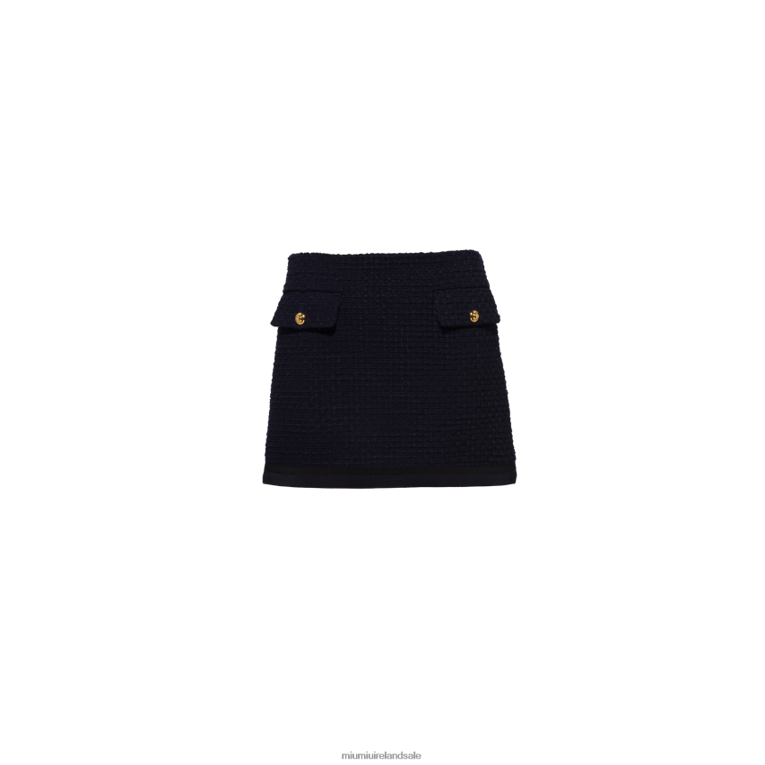 IE Miu MiuReady To Wear Tweed Miniskirt Navy XJN62J869