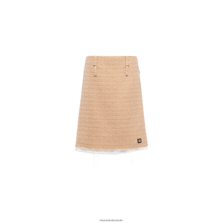IE Miu MiuReady To Wear Tweed Skirt Camel Brown XJN62J900