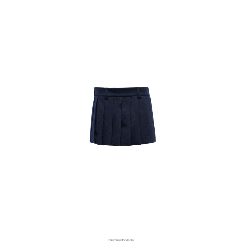 IE Miu MiuReady To Wear Velour Skirt With Embroidered Logo Navy XJN62J905