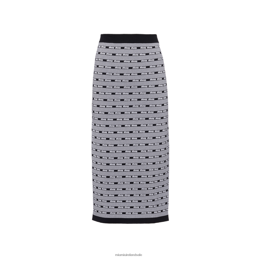 IE Miu MiuReady To Wear Viscose Skirt Black/White XJN62J742