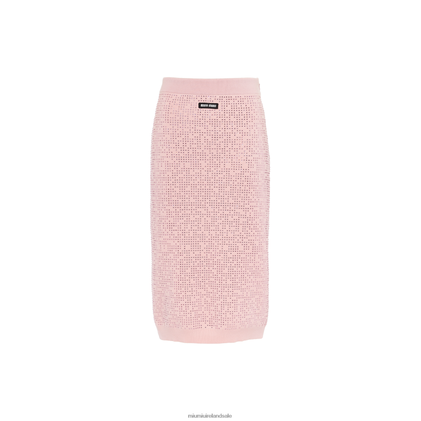 IE Miu MiuReady To Wear Wool Skirt Alabaster Pink XJN62J784