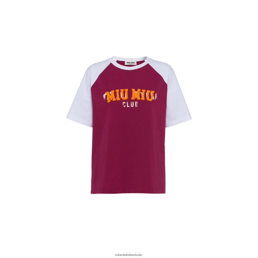 IE Miu MiuReady To Wear Cotton T-shirt Burgundy XJN62J705