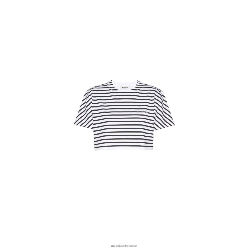 IE Miu MiuReady To Wear Cotton T-shirt With Printed Logo White/Black XJN62J687