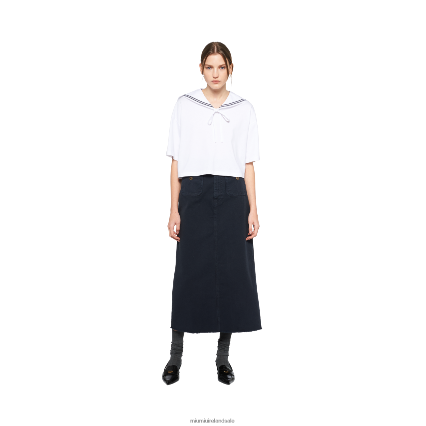 IE Miu MiuReady To Wear Embroidered Cotton T-shirt White XJN62J690