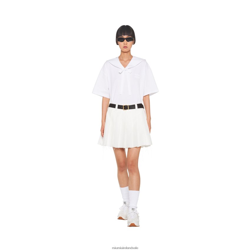 IE Miu MiuReady To Wear Embroidered Cotton T-shirt White XJN62J718