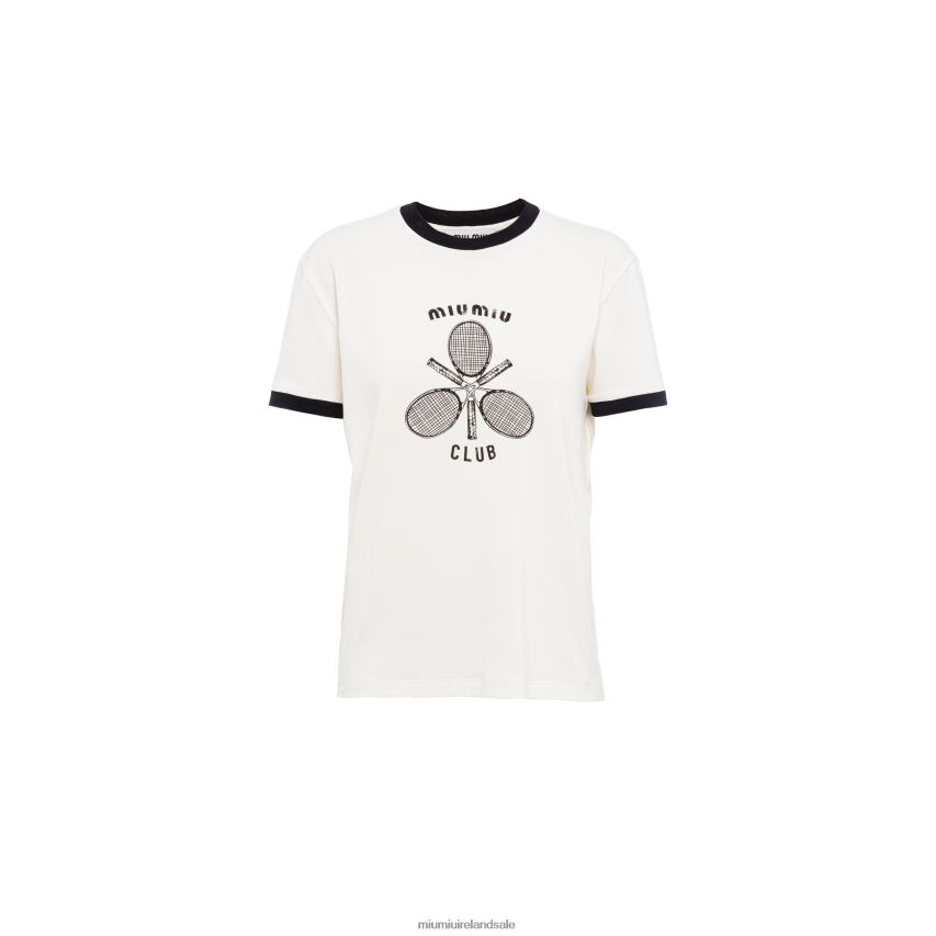 IE Miu MiuReady To Wear Jersey T-shirt Ivory XJN62J716