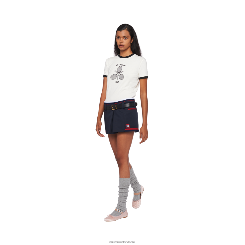 IE Miu MiuReady To Wear Jersey T-shirt Ivory XJN62J716