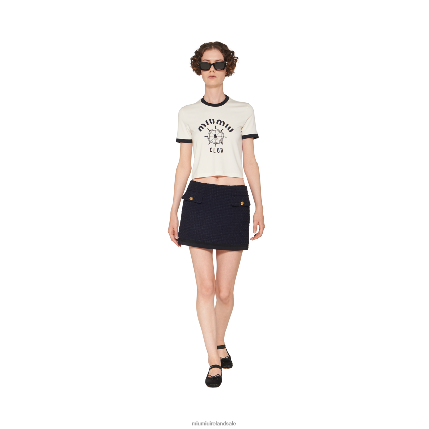 IE Miu MiuReady To Wear Print Jersey T-shirt Ivory XJN62J689