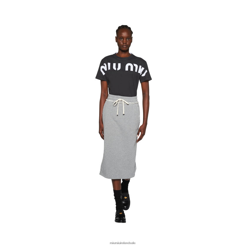 IE Miu MiuReady To Wear Printed Cotton T-shirt Black XJN62J682