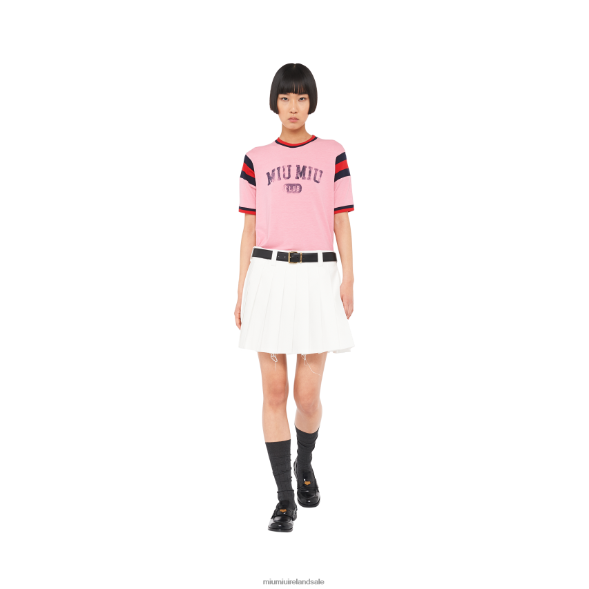 IE Miu MiuReady To Wear Printed Jersey T-shirt Begonia Pink XJN62J707