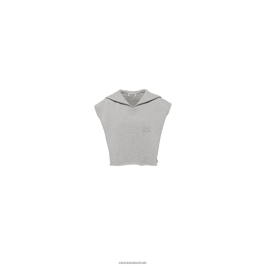 IE Miu MiuReady To Wear Sleeveless Cotton Sweatshirt Grey XJN62J723