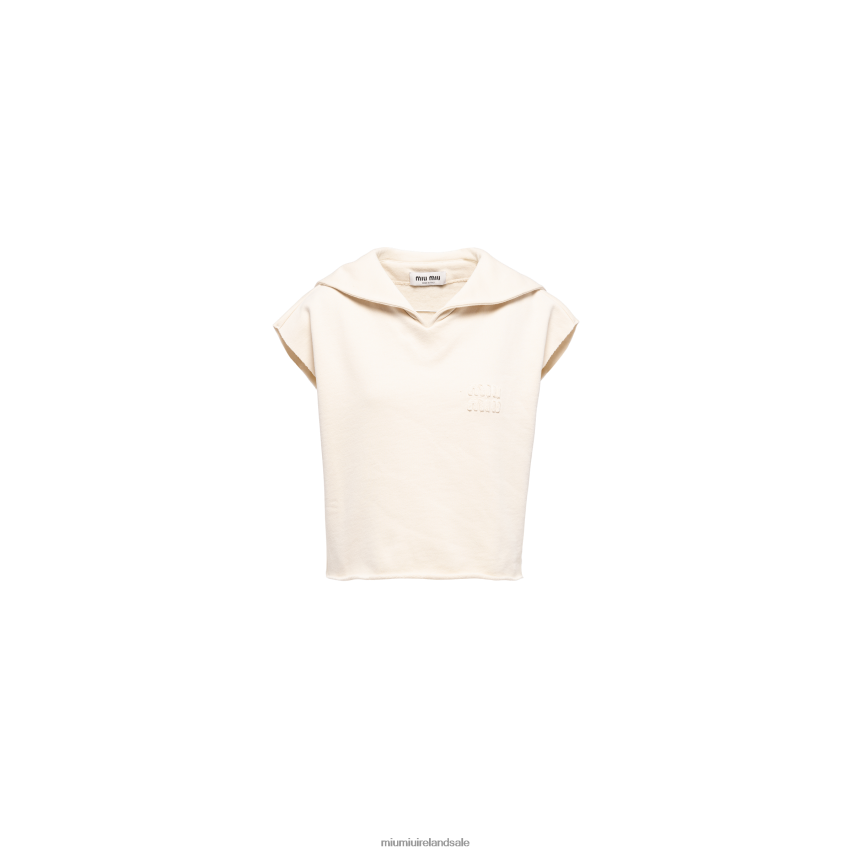 IE Miu MiuReady To Wear Sleeveless Cotton Sweatshirt Ivory XJN62J724