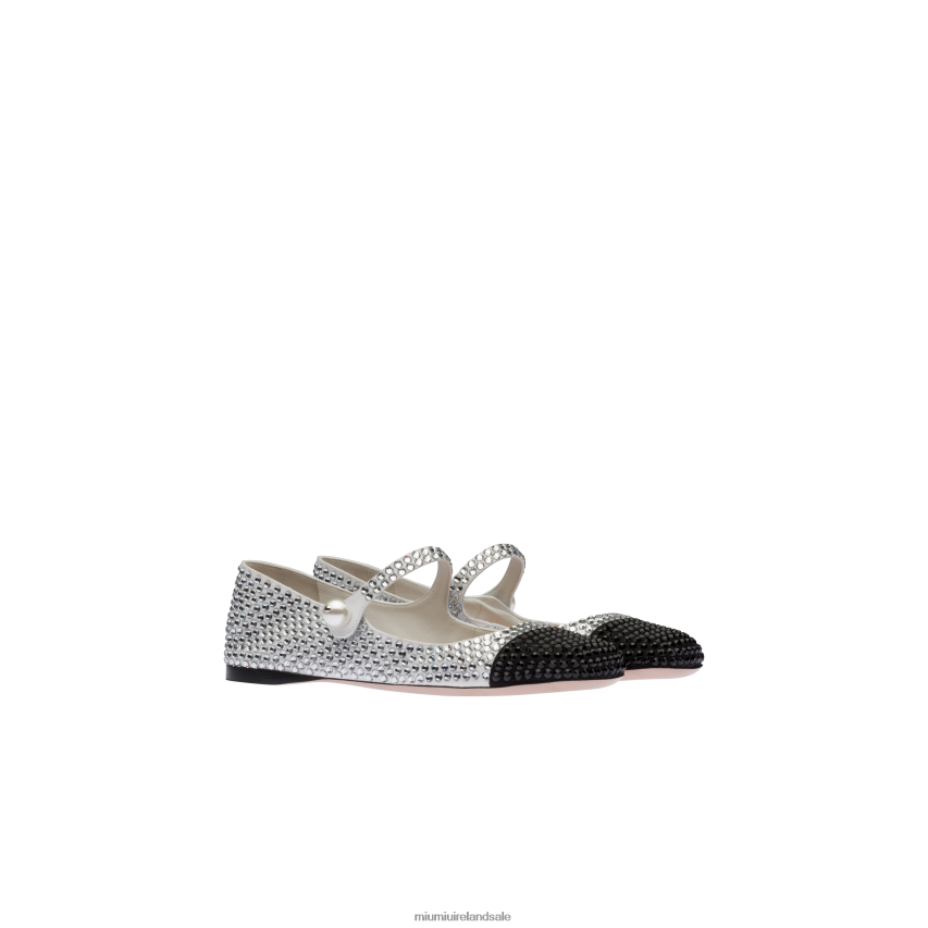 IE Miu MiuShoes Cotton Gabardine Ballerinas White/Black XJN62J287