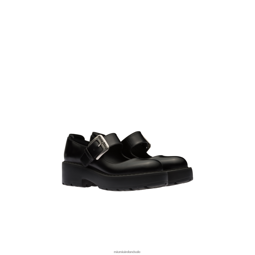 IE Miu MiuShoes Leather Ballerinas Black XJN62J284