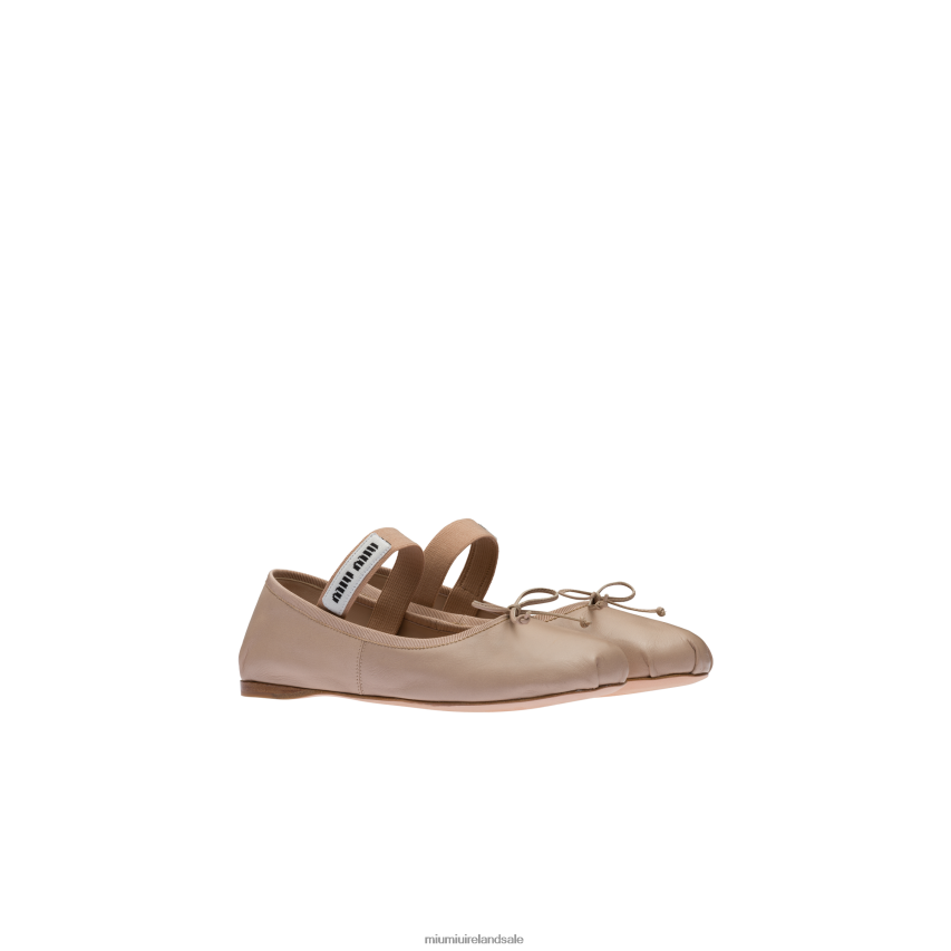 IE Miu MiuShoes Leather Ballerinas Water Lily XJN62J275