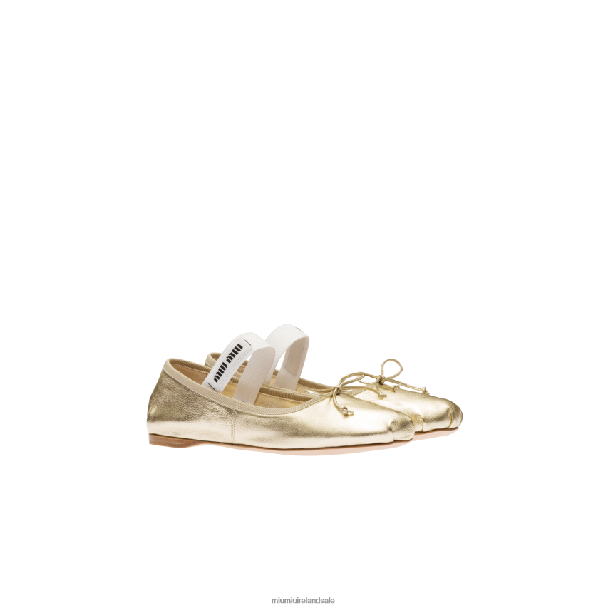 IE Miu MiuShoes Mordore Nappa Leather Ballerinas Pyrite XJN62J276