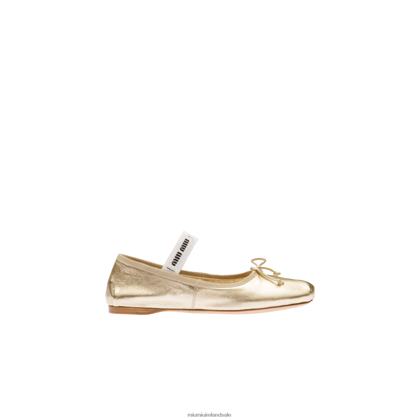 IE Miu MiuShoes Mordore Nappa Leather Ballerinas Pyrite XJN62J276