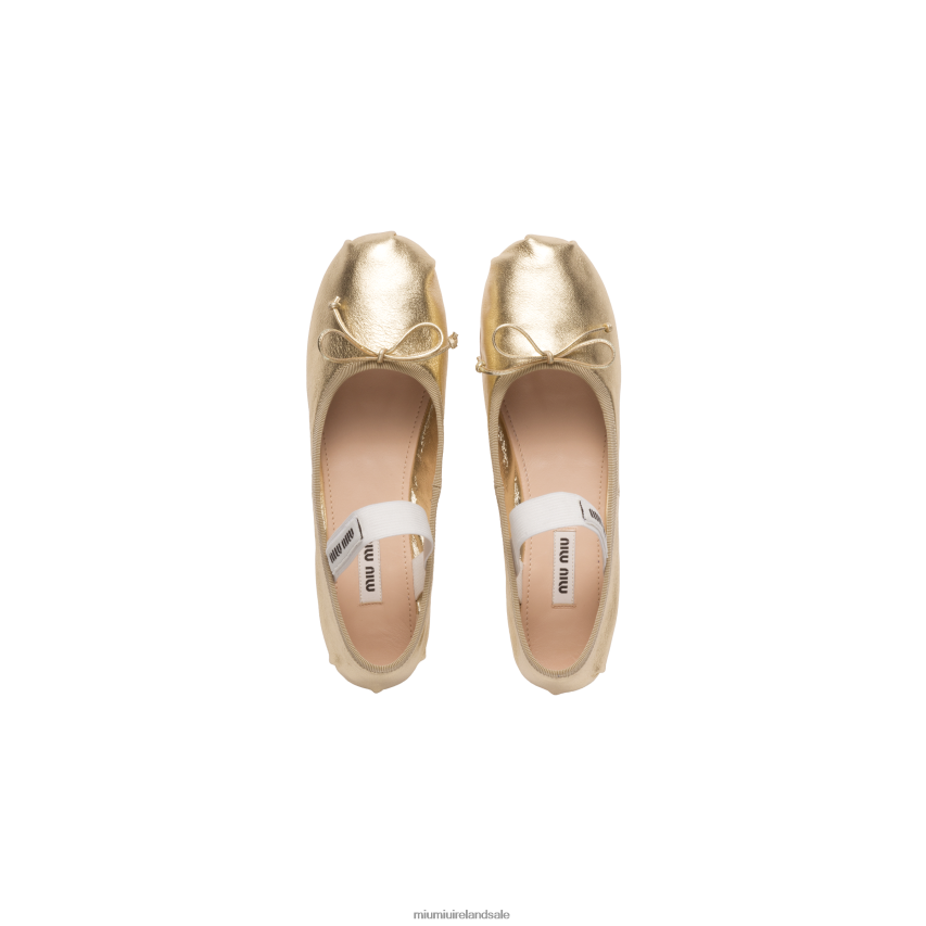 IE Miu MiuShoes Mordore Nappa Leather Ballerinas Pyrite XJN62J276